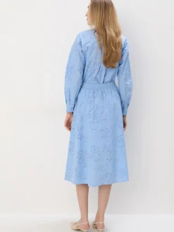 MOHITO Bawełniana błękitna spódnica midi bu0142u0119kitny Clearance