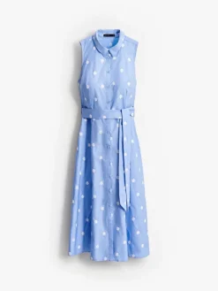MOHITO Bawełniana błękitna szmizjerka midi bu0142u0119kitny New