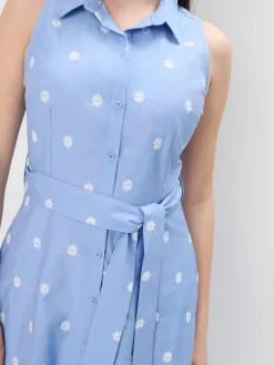 MOHITO Bawełniana błękitna szmizjerka midi bu0142u0119kitny New