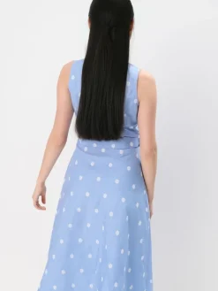 MOHITO Bawełniana błękitna szmizjerka midi bu0142u0119kitny New