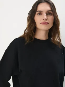 MOHITO Bawełniana czarna bluza z ozdobnymi elementami czarny Outlet