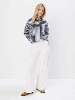 MOHITO Bawełniana koszula oversize w paski granatowy Discount