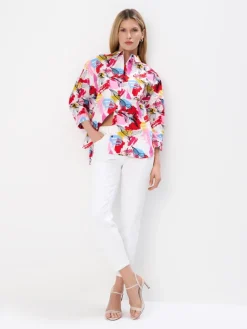 MOHITO Bawełniana koszula w abstrakcyjny print biau0142y Hot
