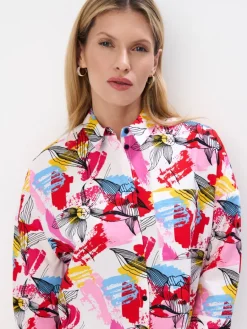 MOHITO Bawełniana koszula w abstrakcyjny print biau0142y Hot