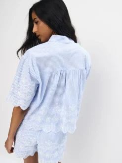 MOHITO Bawełniana koszula w paski bu0142u0119kitny Discount