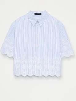 MOHITO Bawełniana koszula w paski bu0142u0119kitny Discount