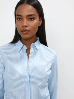 MOHITO Bawełniana koszula w paski bu0142u0119kitny Fashion