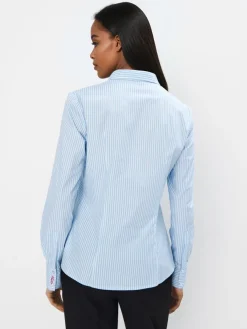 MOHITO Bawełniana koszula w paski bu0142u0119kitny Fashion