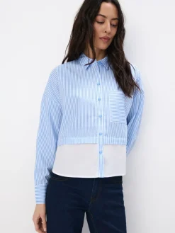 MOHITO Bawełniana koszula w paski bu0142u0119kitny Fashion