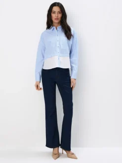 MOHITO Bawełniana koszula w paski bu0142u0119kitny Fashion