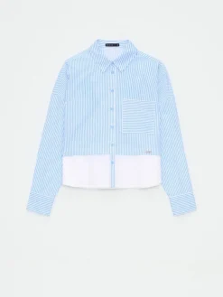 MOHITO Bawełniana koszula w paski bu0142u0119kitny Fashion
