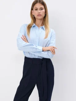MOHITO Bawełniana koszula w paski bu0142u0119kitny Hot