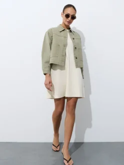 MOHITO Bawełniana kremowa sukienka mini beu017cowy Fashion
