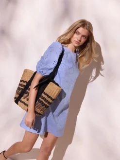 MOHITO Bawełniana niebieska sukienka mini bu0142u0119kitny Best