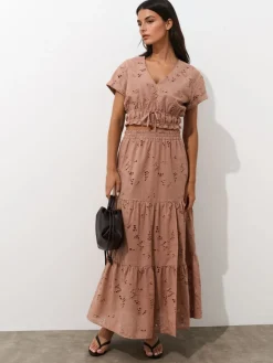 MOHITO Bawełniana spódnica maxi bru0105zowy Clearance
