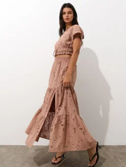 MOHITO Bawełniana spódnica maxi bru0105zowy Clearance