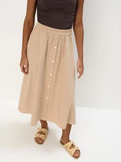 MOHITO Bawełniana spódnica midi beu017cowy Fashion