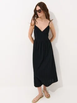 MOHITO Bawełniana sukienka maxi czarny Fashion