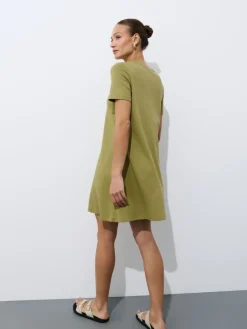 MOHITO Bawełniana sukienka mini zielony Outlet