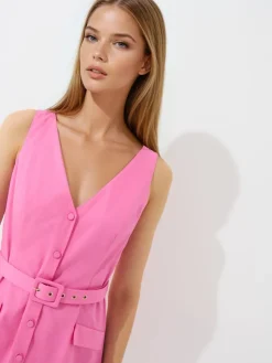 MOHITO Bawełniana sukienka mini ru00f3u017cowy Fashion