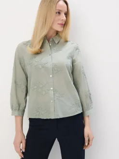MOHITO Bawełniana zielona koszula z haftem zielony Discount