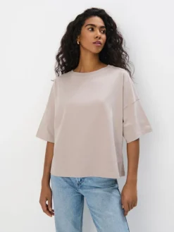 MOHITO Bawełniany beżowy t-shirt beu017cowy Clearance