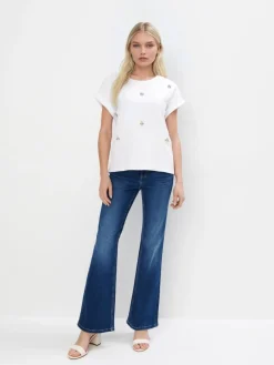 MOHITO Bawełniany biały t-shirt biau0142y Discount