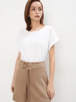 MOHITO Bawełniany biały t-shirt biau0142y Fashion