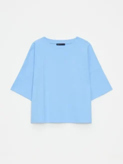 MOHITO Bawełniany błękitny t-shirt bu0142u0119kitny Online
