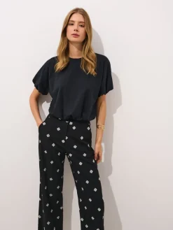 MOHITO Bawełniany t-shirt czarny Fashion
