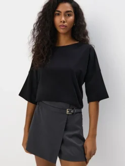 MOHITO Bawełniany t-shirt czarny Discount
