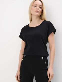 MOHITO Bawełniany t-shirt czarny Outlet