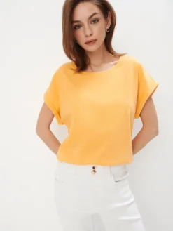 MOHITO Bawełniany pomarańczowy t-shirt pomarau0144czowy Best