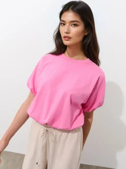MOHITO Bawełniany różowy t-shirt mocny ru00f3u017cowy Best