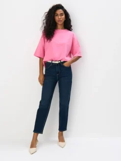 MOHITO Bawełniany różowy t-shirt pastelowy ru00f3u017cowy Sale