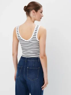 MOHITO Bawełniany top w paski czarny Discount