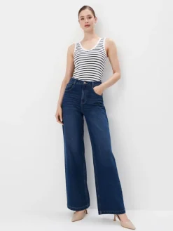 MOHITO Bawełniany top w paski czarny Discount