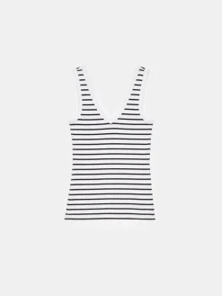 MOHITO Bawełniany top w paski czarny Discount