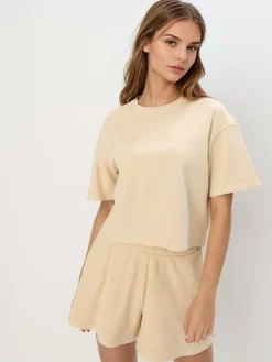 MOHITO Bawełniany T-shirt beu017cowy Best
