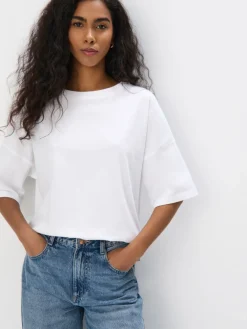 MOHITO Bawełniany t-shirt biau0142y Discount