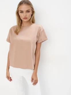 MOHITO Bawełniany t-shirt beu017cowy Fashion