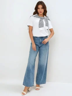 MOHITO Bawełniany t-shirt biau0142y Online