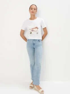 MOHITO Bawełniany t-shirt biau0142y Outlet