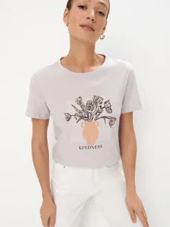 MOHITO Bawełniany t-shirt pastelowy ru00f3u017cowy Best