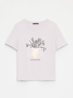 MOHITO Bawełniany t-shirt pastelowy ru00f3u017cowy Best