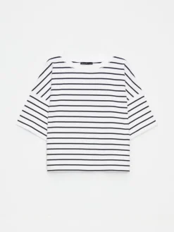 MOHITO Bawełniany t-shirt w paski biau0142y Discount