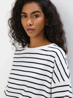 MOHITO Bawełniany t-shirt w paski biau0142y Hot