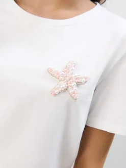MOHITO Bawełniany t-shirt z aplikacją biau0142y Best