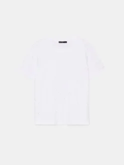 MOHITO Bawełniany t-shirt z dżetami biau0142y Discount