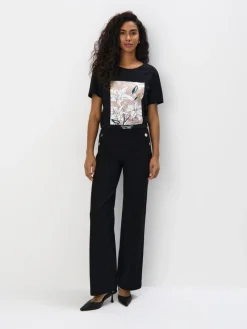 MOHITO Bawełniany t-shirt z grafiką czarny Hot